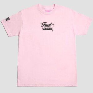 MARRIED to the mob women's streetwear trust issues pink graphic tee